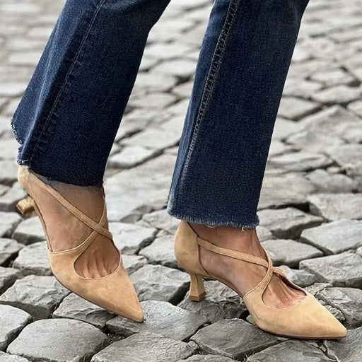 Pointed Toe Hollow Buckle Heeled Sandals