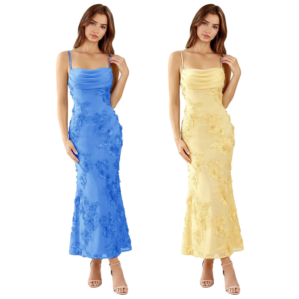 Womens French-Style Strapless Floral Dress