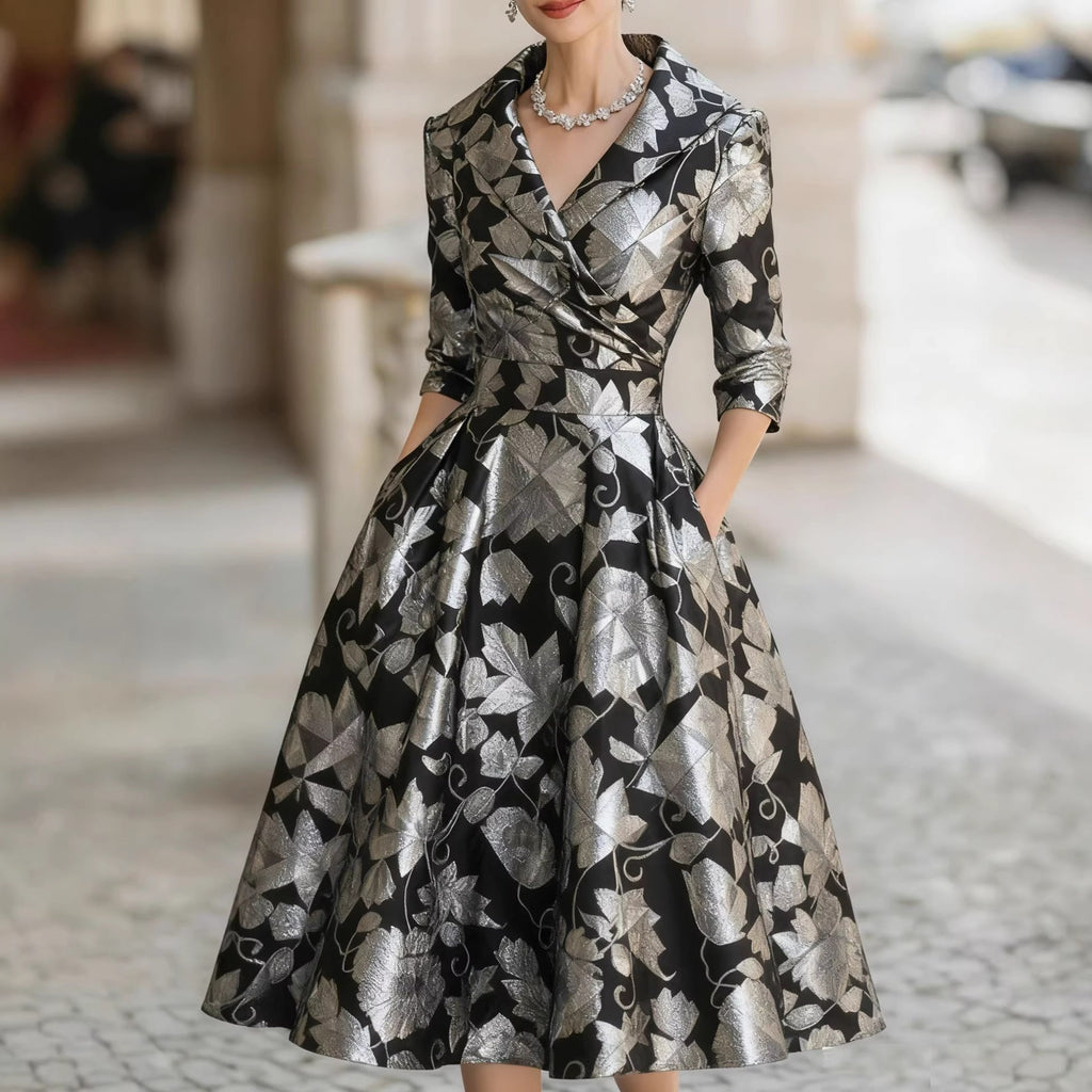 V-neck dress 3D digital printing elements fashion personality waist skirt