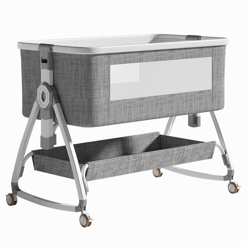 Baby Crib Multifunctional Mobile Foldable Changing Table Splicing Large Bed