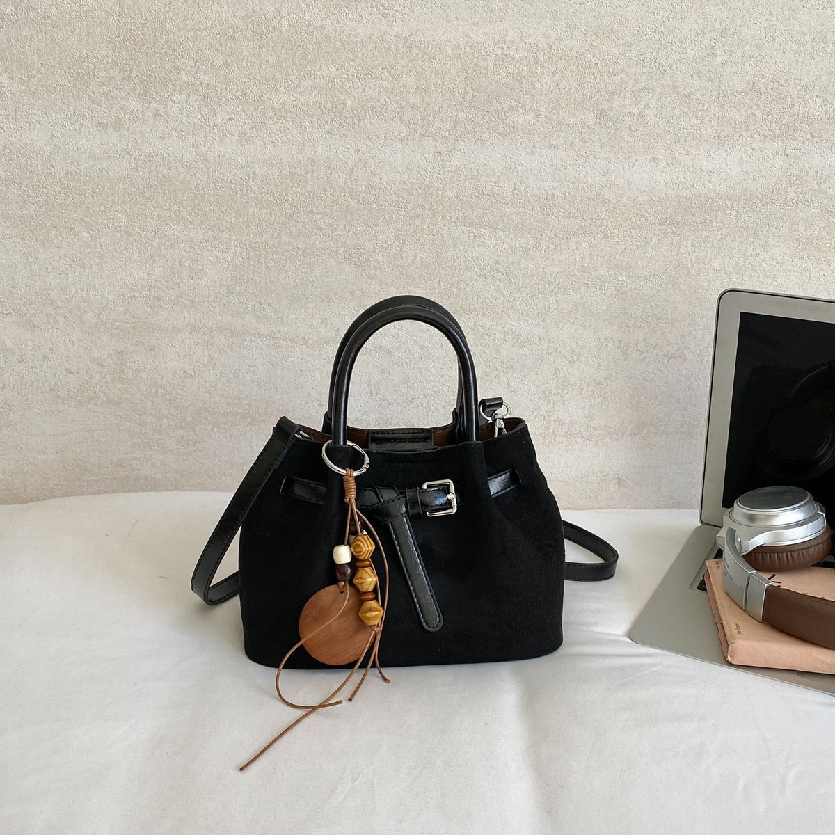 Retro Suede Crossbody Bag with Adjustable Strap