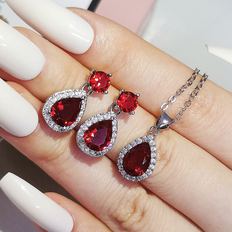 Pear-Shaped Zircon Earrings Necklace Set