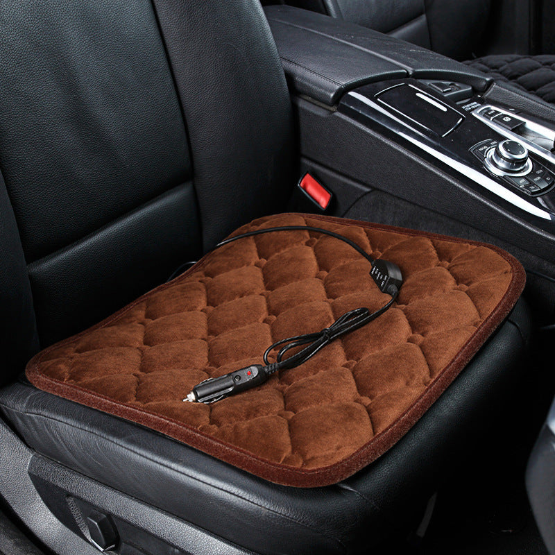 Car Heated Seat Cushion Plush Winter Electric Warming Single Seat Pad USB 12V