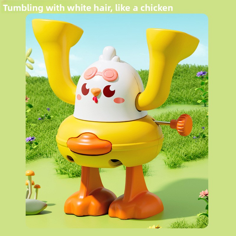 Childrens Wind Up Flipping Duck Chicken Toy