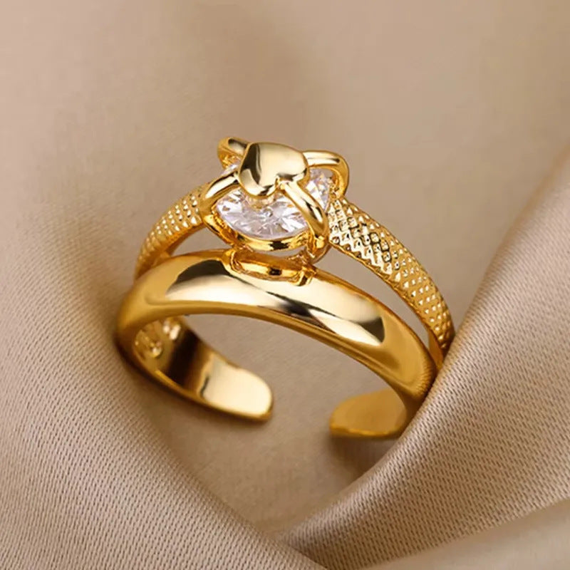 Gold Plated Zircon Open Ring