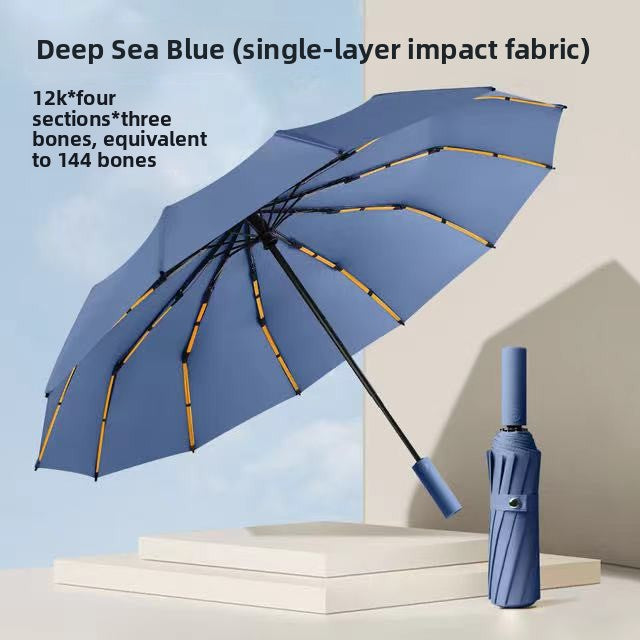 Fully Automatic Vinyl-Coated Tri-Fold Sun and Rain Umbrella