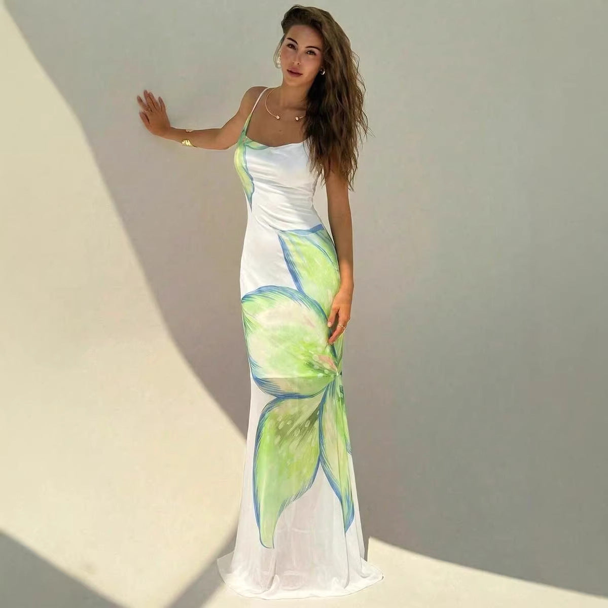 Gradient Print Backless Dress