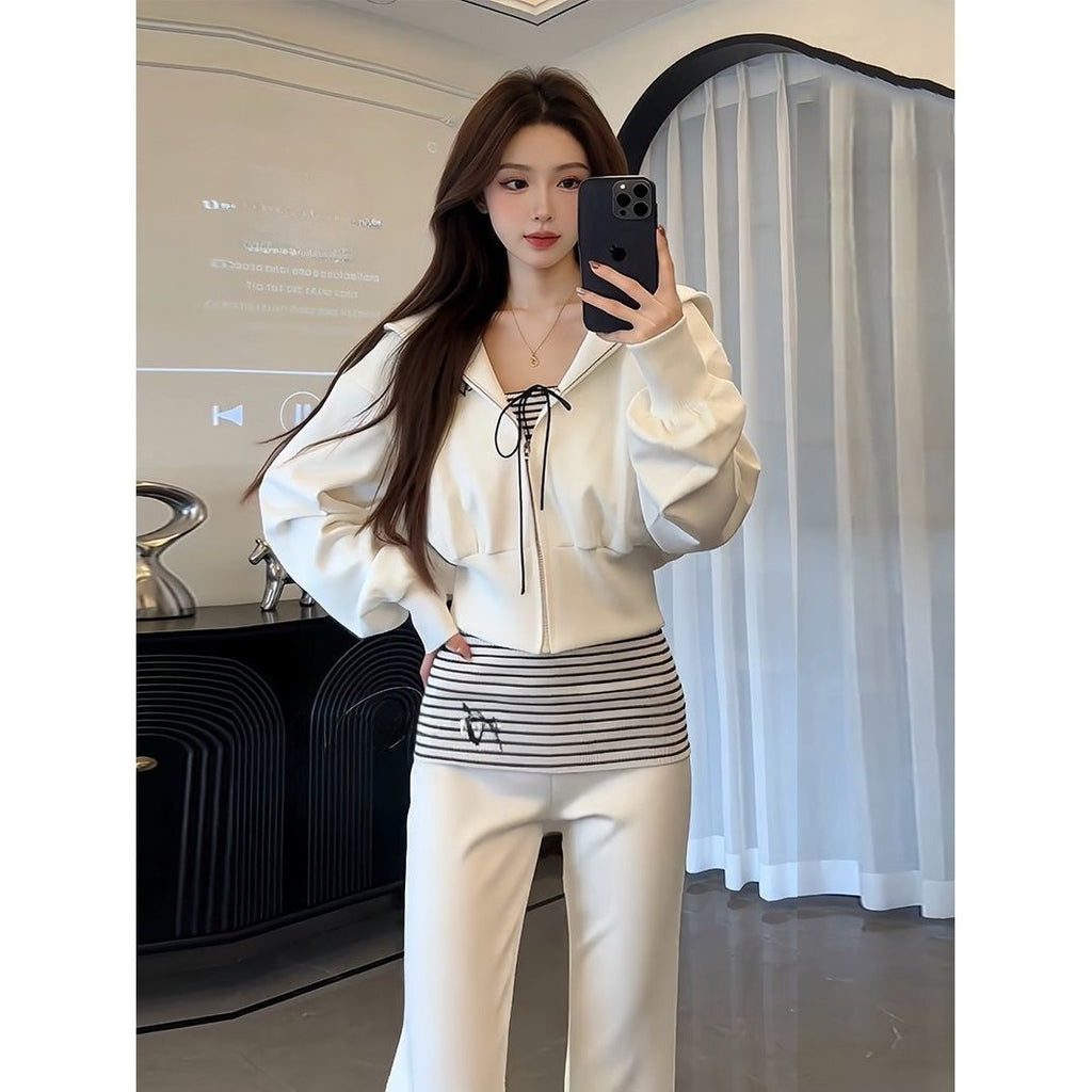 Korean Style Sweatshirt and Flared Pants Set