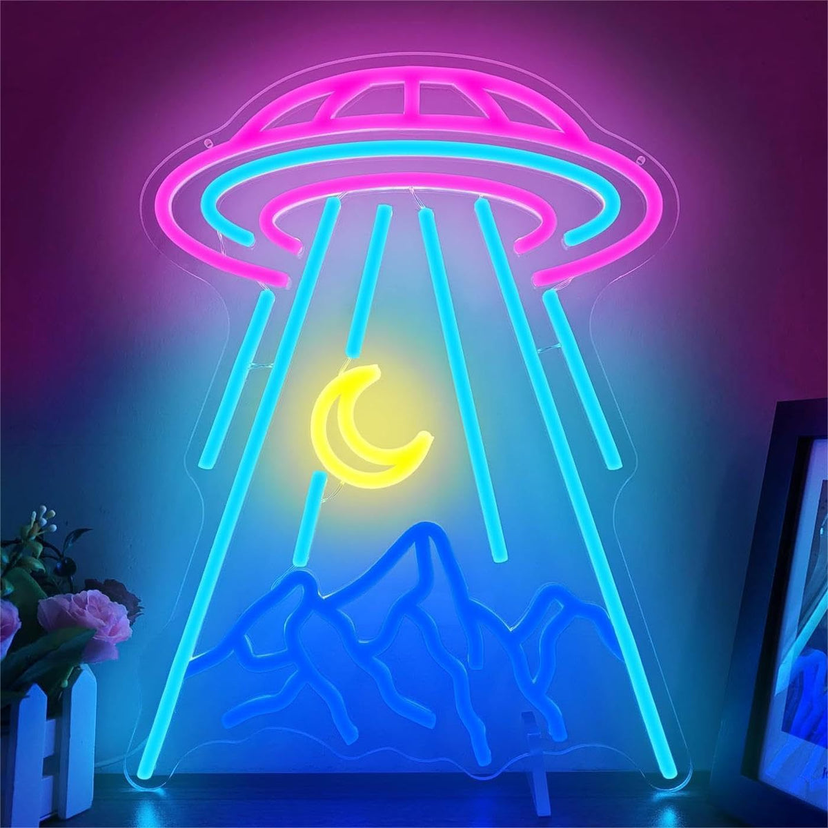 Alien UFO LED Neon Sign Light for Bedroom Game Room Bar Party Decoration