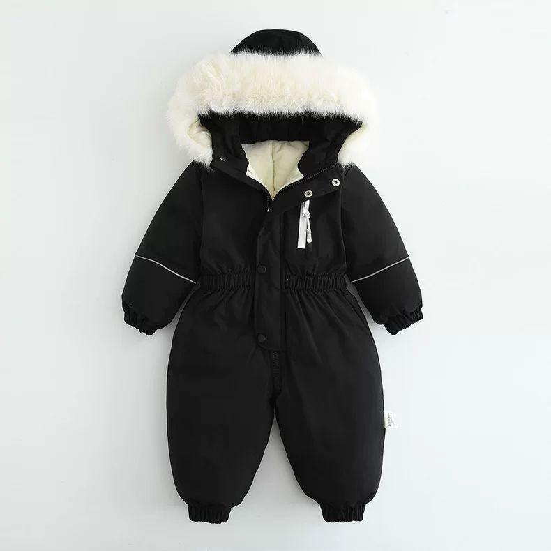 Warm, thickened one-piece ski suit for boys and babies
