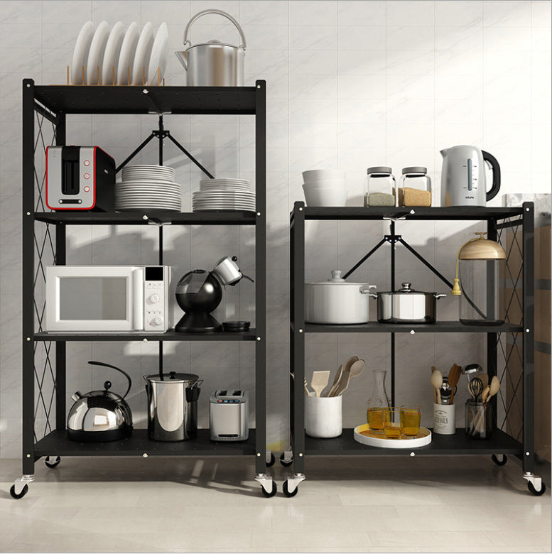 Foldable Kitchen Storage Rack with Wheels