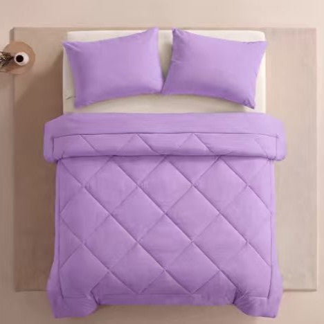 Three-Piece Quilted Solid-Color Bedding Set