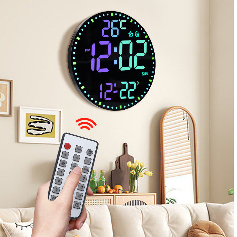RGB WiFi Wall Clock Digital Perpetual Calendar LED Alarm Clock App Control