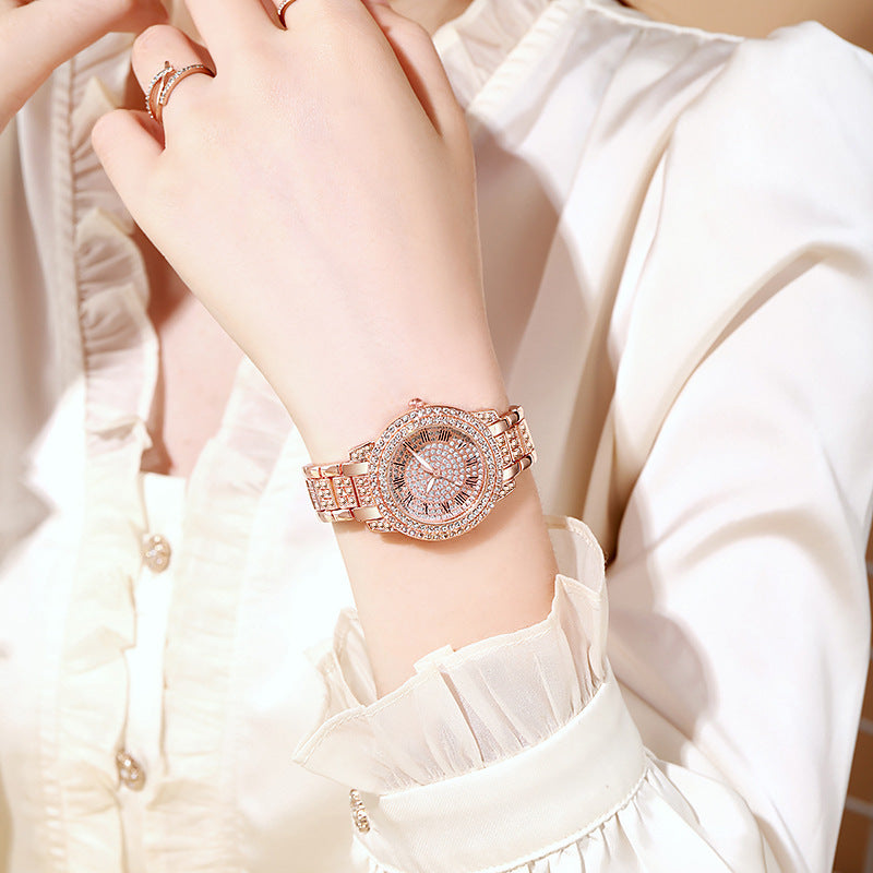 Luxury Rose Gold Diamond Ladies Quartz Watch