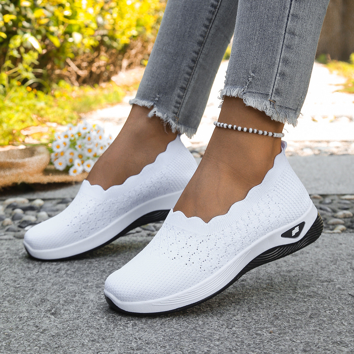 Middle-aged and elderly walking shoes, easy-to-wear casual shoes with one-step lacing