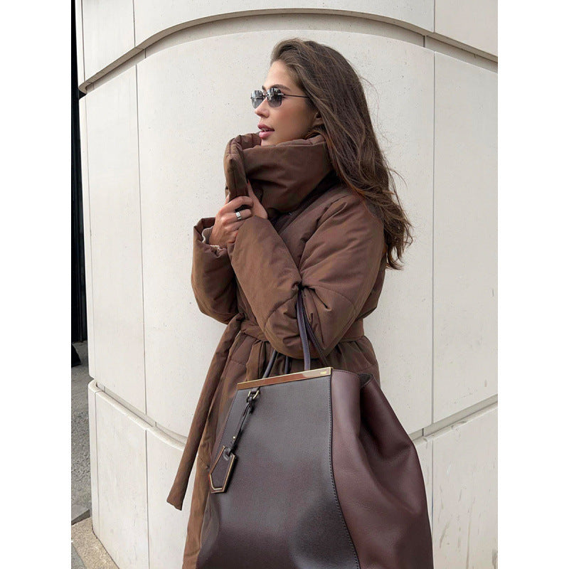 Loose Casual Warm Long Stand-Up Collar Cotton Jacket