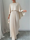 Elegant Batwing Sleeve Pleated Dress