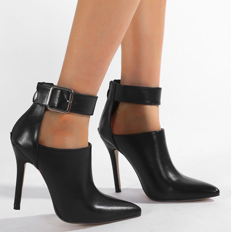 Womens Stiletto Boots with Buckle