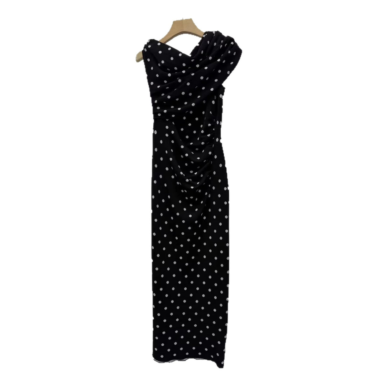 French Style Polka Dot Knit Long Dress