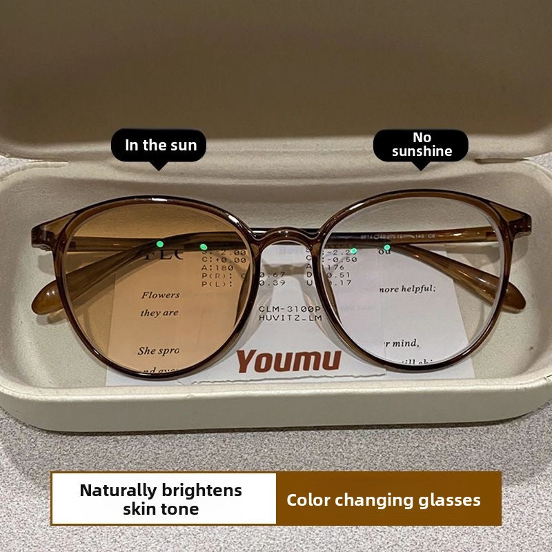 Korean Style Photochromic Oval Glasses