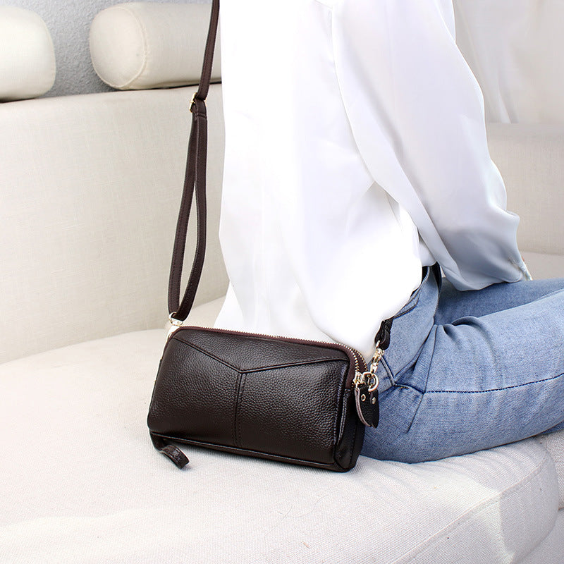 Leather women's versatile casual crossbody bag