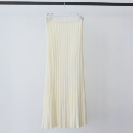 Ribbed Lined High Waist Wool Blend Skirt