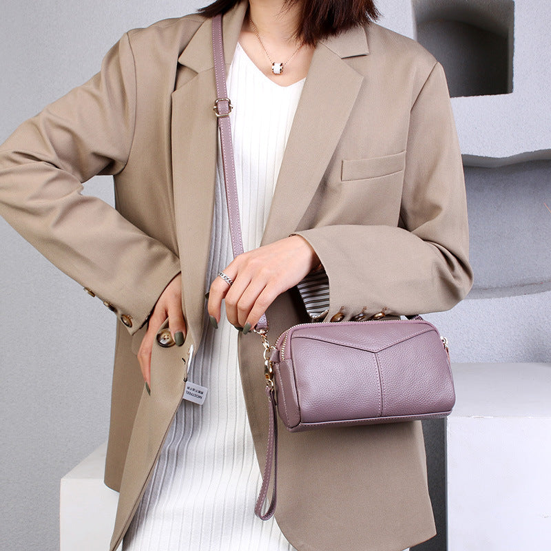 Leather women's versatile casual crossbody bag
