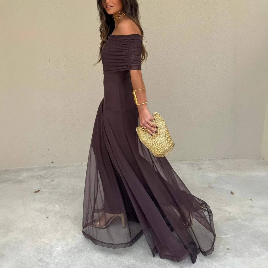 Womens Mesh Patchwork Slim Fit Dress