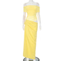 Mesh Off-Shoulder Pleated Dress