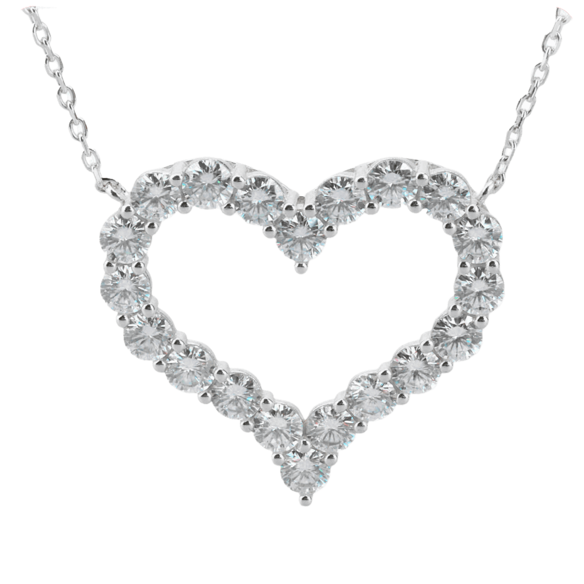 Sterling Silver Moissanite Heart Necklace