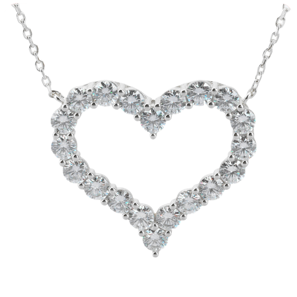 Sterling Silver Moissanite Heart Necklace
