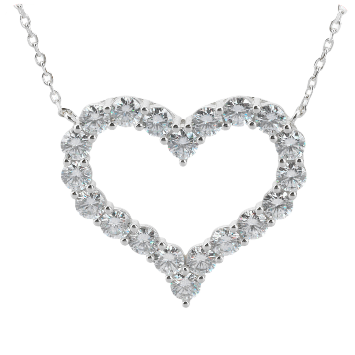 Sterling Silver Moissanite Heart Necklace