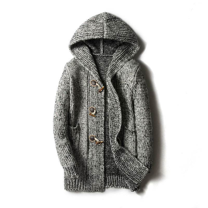 Loose-fitting, warm knit cardigan trench coat