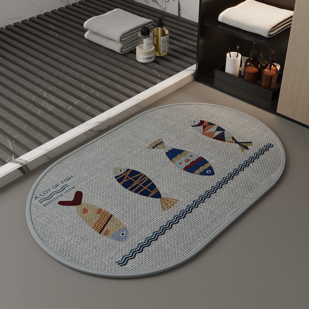 Cute Cartoon Bathroom Mat Absorbent Non-Slip Home Decor