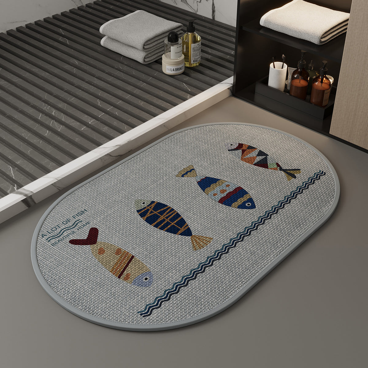 Cute Cartoon Bathroom Mat Absorbent Non-Slip Home Decor