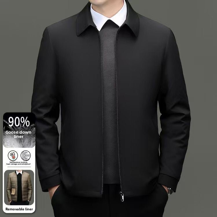 Removable Goose Down Jacket Men Warm Winter Coat