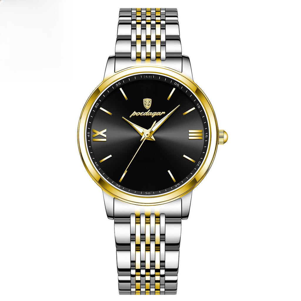Ultra-Thin Waterproof Luminous Stainless Steel Women's Quartz Wristwatch