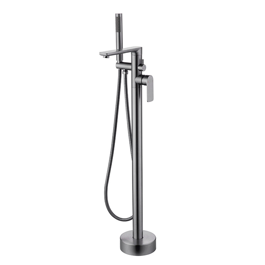 Standing Cylinder-Edge Floor-Mount Shower Set with Bathtub Faucet