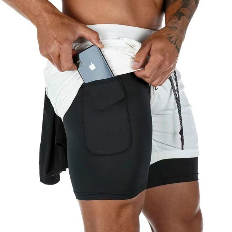 Men's Double Gym Shorts Jogging Quick-Dry