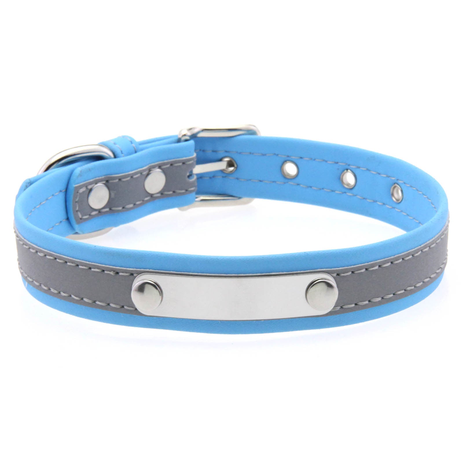 Stainless Steel Engraved Reflective Pet Collar with Leash