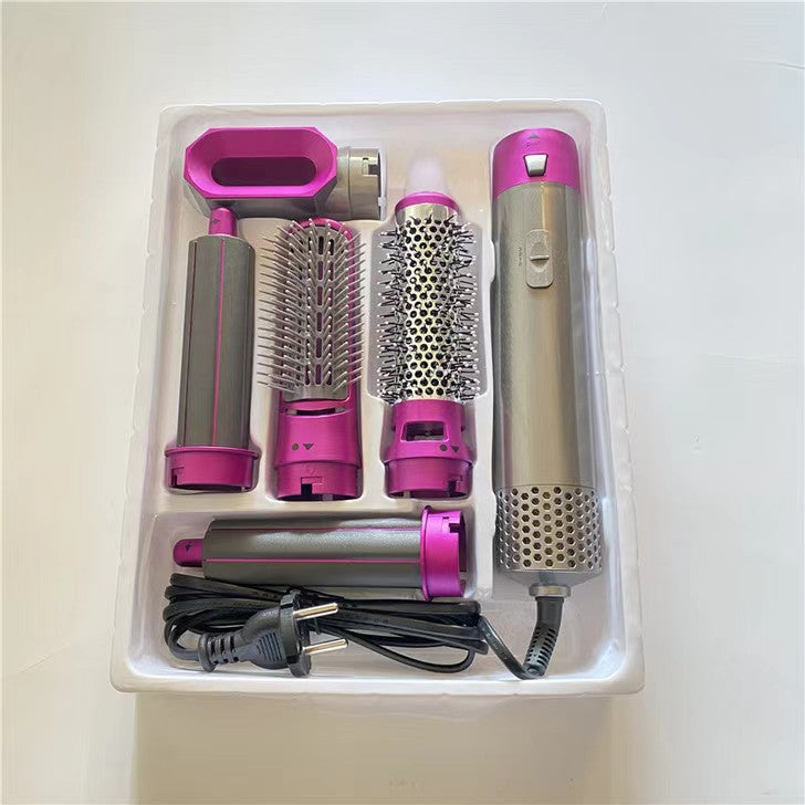 Five-in-one hot blowing comb automatic ironing coil straightening plate hair suction stick
