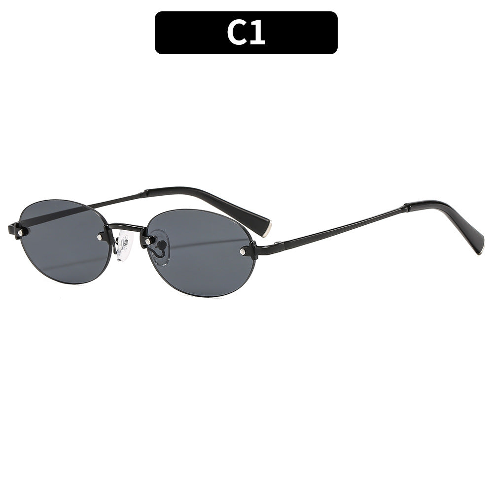 Fashion Oval Frameless Sunglasses UV400 Protection