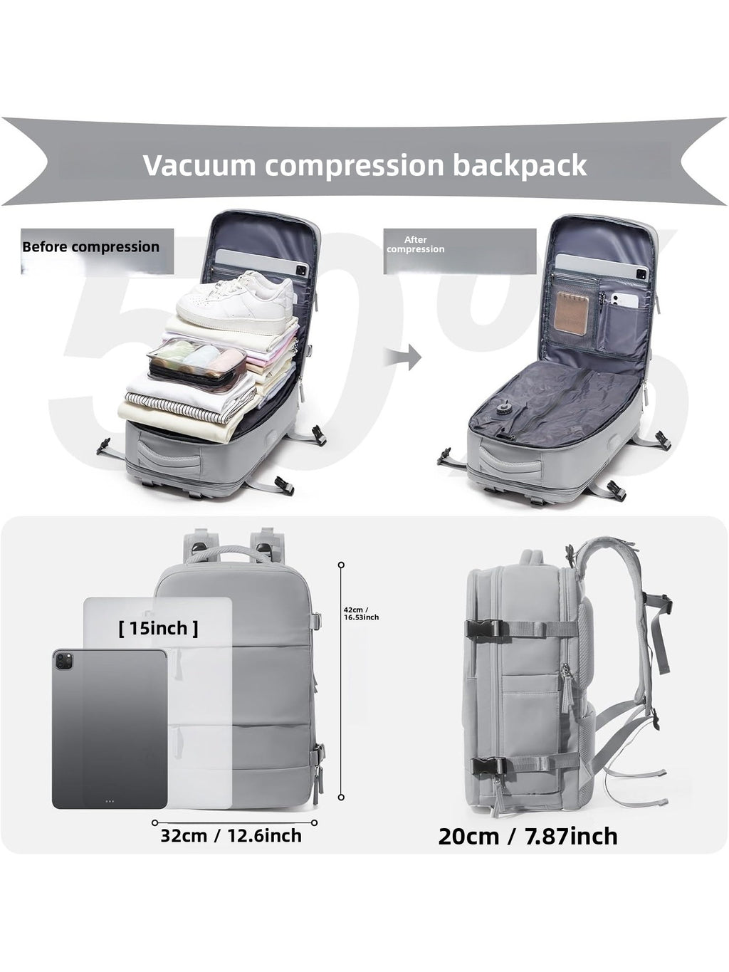 Vacuum Compression Travel Backpack