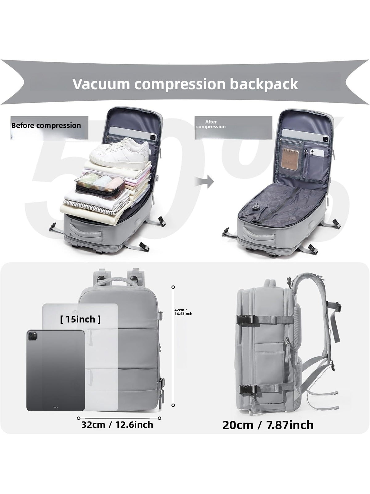 Vacuum Compression Travel Backpack