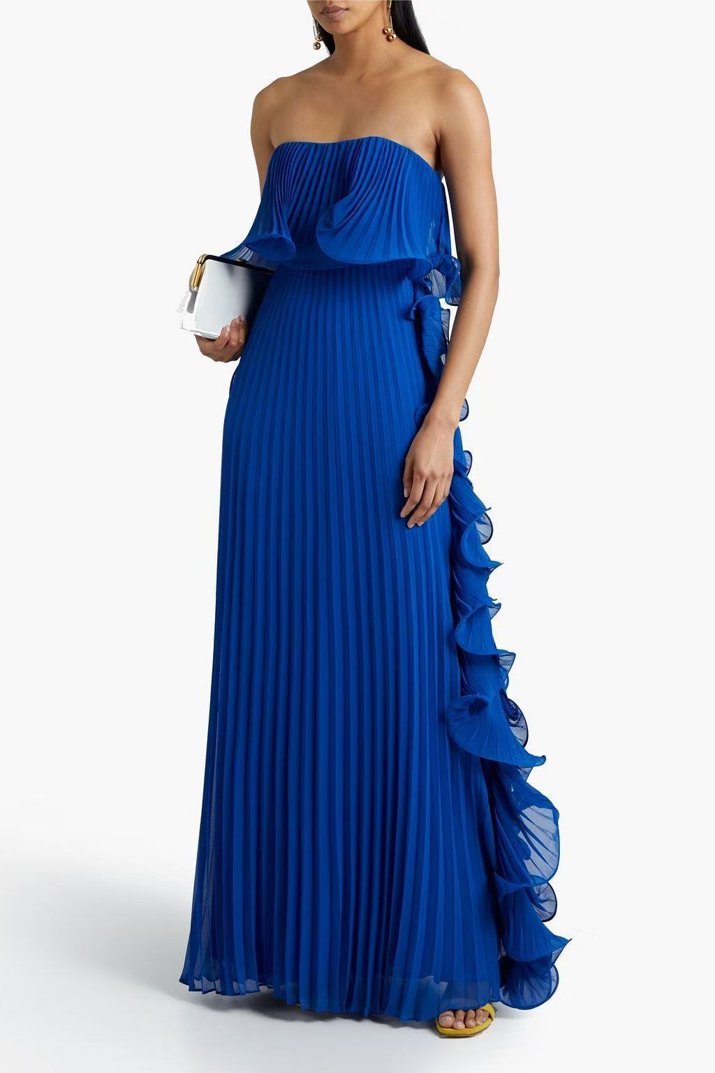 Pleated Wrap Flared Dress