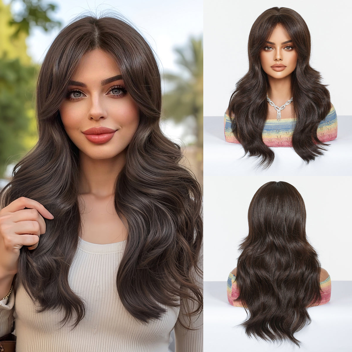 Long Curly Synthetic Hair Wig with Gradient Colors 24inch