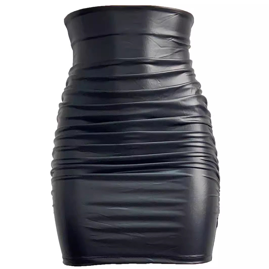 Womens PU Leather Bodycon Skirt