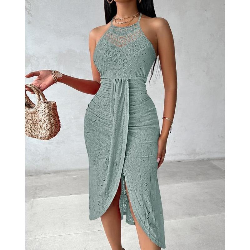 Halter-neck sleeveless dress