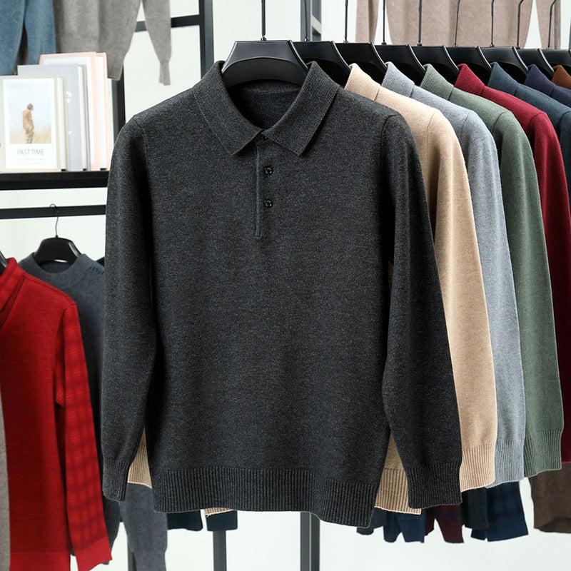 Mens Wool Blend Knitted Polo Shirt