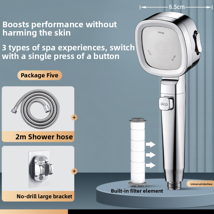 Pressure-enhanced shower head shower faucet set